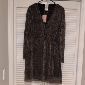 Serra Metallic Black and Gold Dress